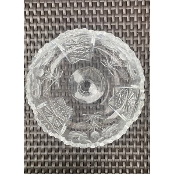 Vintage Cut Lead Crystal Compote Bowl Sawtooth Rim Pedestal Base 7x7 - Picture 6 of 6